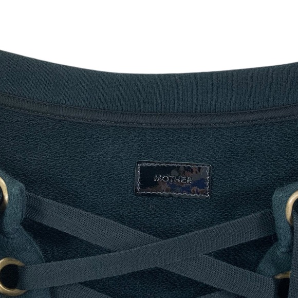 MOTHER The Tie Up Easy Sweatshirt Shoe Lace Top Black Size Large B24 - Picture 11 of 12